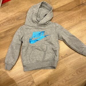 Nike Toddler Heather Gray Hoodie with Electric Blue Logo Size 2T